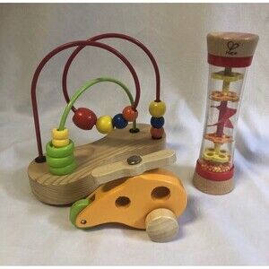 Hape Wooden Toy Bundle Double Bubble Helicopter & Rain stick